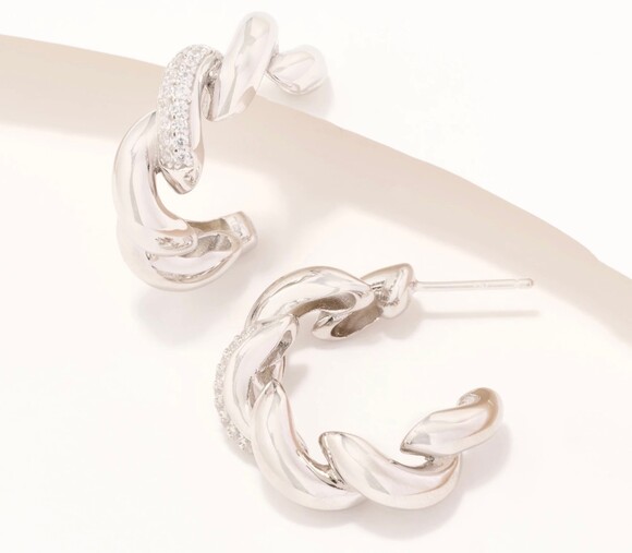 Diamonique Jewelry - Diamonique Italia San Marco Hoop Earrings, Sterling Silver